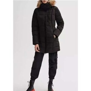 Noize‎ Puffer Coat Faux Fur Hooded Quilted Winter Jacket Cruelty-Free XS Winter